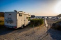 Motorhome parked on amazing Skinaria beach,ÃÂ Crete, Greece